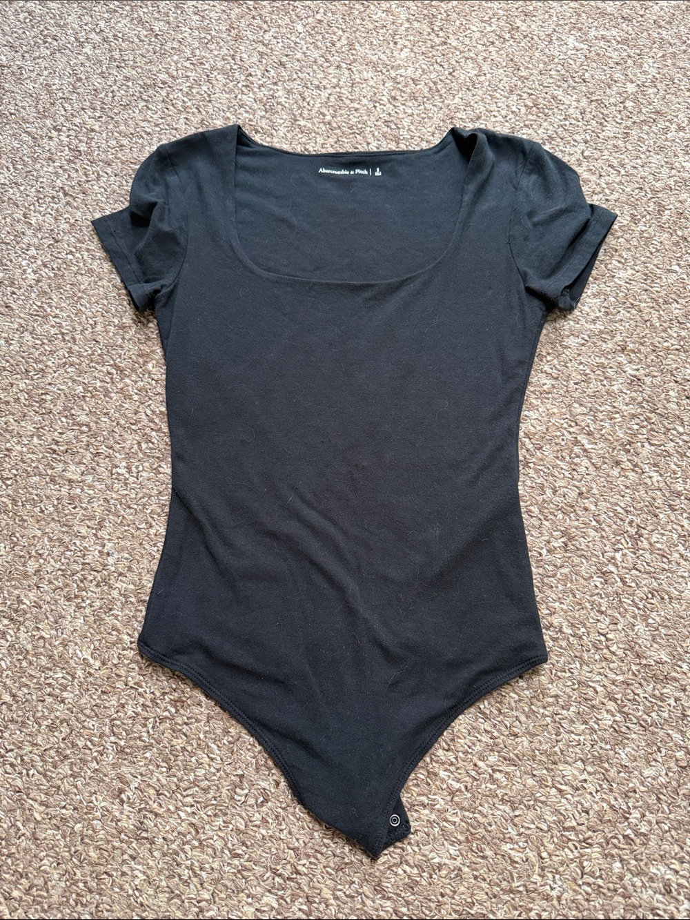 Abercrombie & Fitch Black Short Sleeve Square Neck Bodysuit